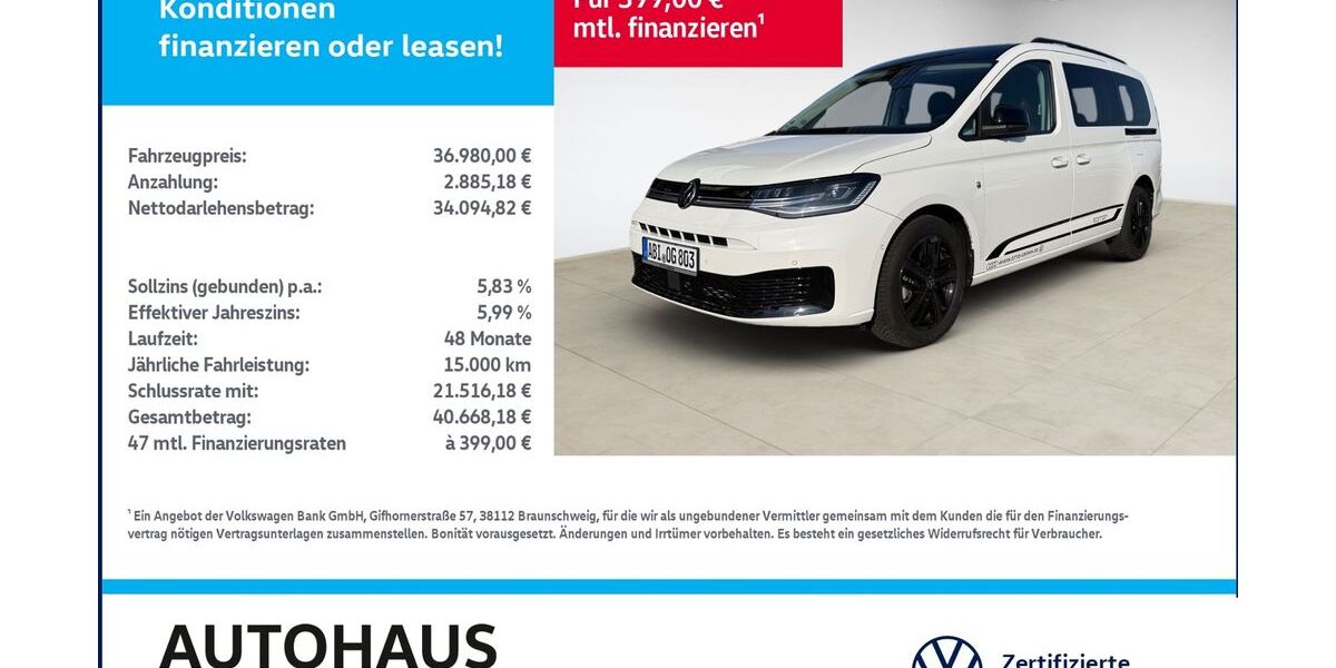 VW Caddy Maxi 8.500 km 36.980 &euro; Bitterfeld-Wolfen 06749
