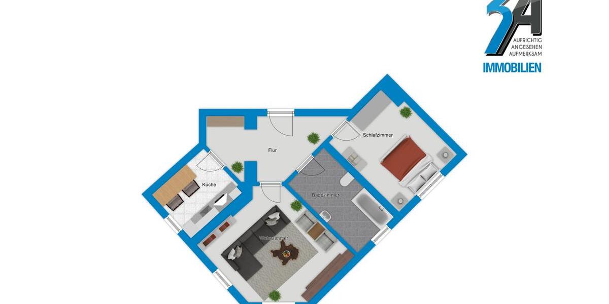 Etagenwohnung Halle (Saale) Büschdorf - 2 Zimmer, 65 m&sup2;, 490&euro; | Angebot:25962110