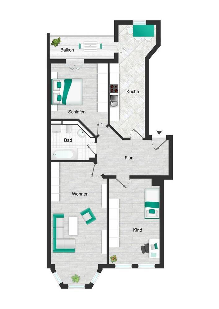 Charmante 3-Zimmer-Wohnung mit Balkon, Parkett und modernem Bad