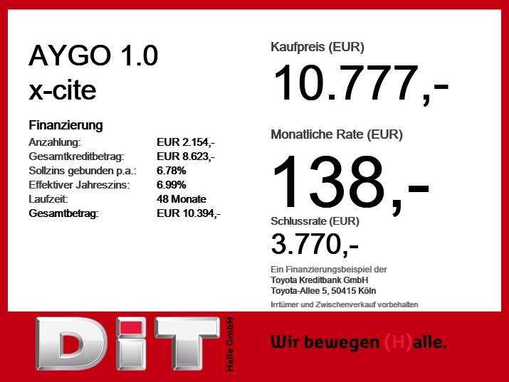 Toyota Aygo 49.893 km 10.777 &euro; Halle 06130