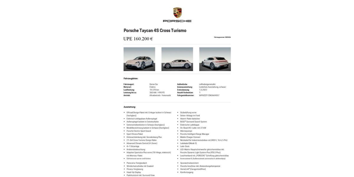 Porsche Taycan 69.881 km 69.000 &euro; Lützen 06686