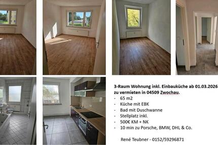 3 Raum Wohnung 65m2 mit Einbauküche & Tageslichtbad 2 zimmer