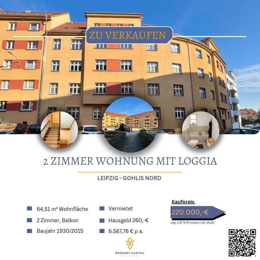 Wohnung zum Kaufen in Leipzig Gohlis-Nord 220.000 € 64.51 m²