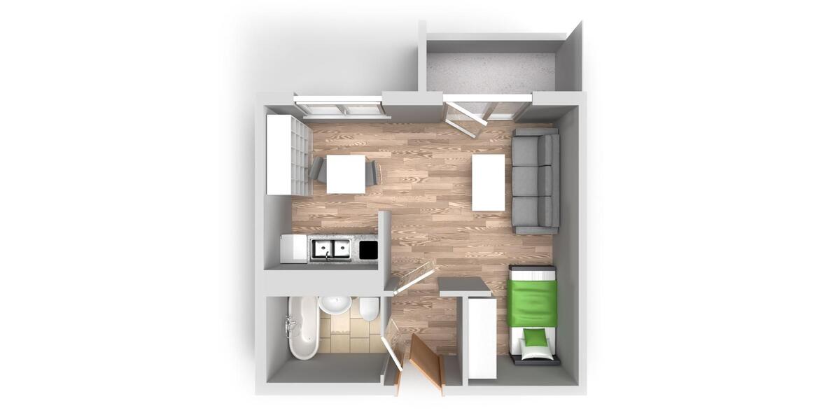 Etagenwohnung Halle (Saale) Dölau - 1 Zimmer, 31 m&sup2;, 236&euro; | Angebot:26676512