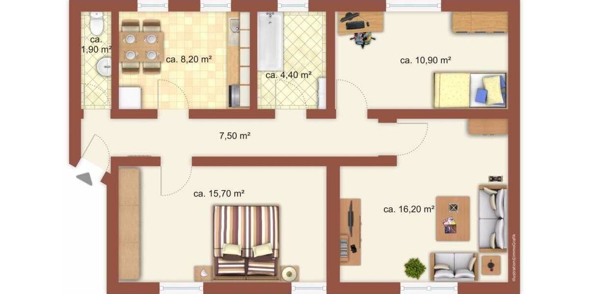 Etagenwohnung Bad Dürrenberg - 3 Zimmer, 58 m&sup2;, 368&euro; | Angebot:26879008