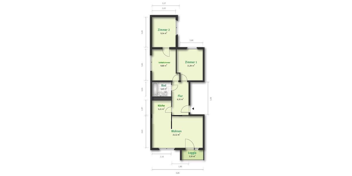 Etagenwohnung Halle (Saale) Halle-Neustadt - 4 Zimmer, 66 m&sup2;, 460&euro; | Angebot:23887517