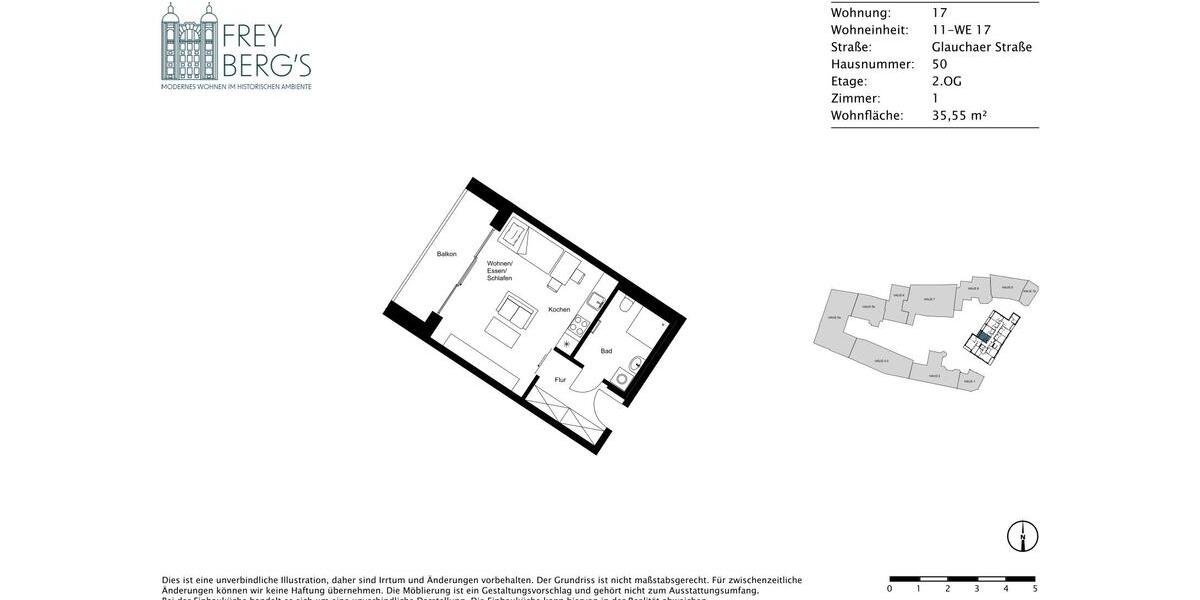 Etagenwohnung Halle (Saale) Damaschkestraße - 1 Zimmer, 36 m&sup2;, 500&euro; | Angebot:22941733