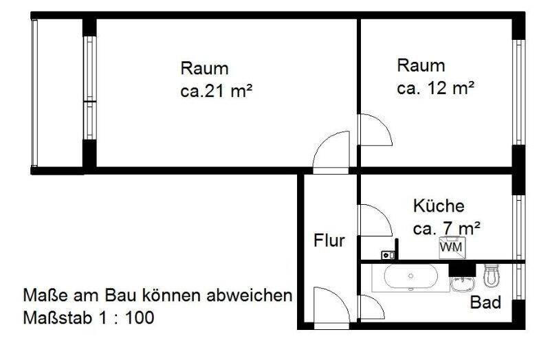 Etagenwohnung Halle (Saale) Südstadt - 2 Zimmer, 49 m&sup2;, 299&euro; | Angebot:26807051