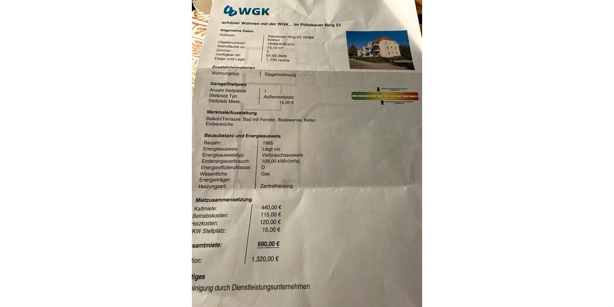 Etagenwohnung Köthen (Anhalt) - 3 Zimmer, 73 m&sup2;, 76.000&euro; | Angebot:27665518