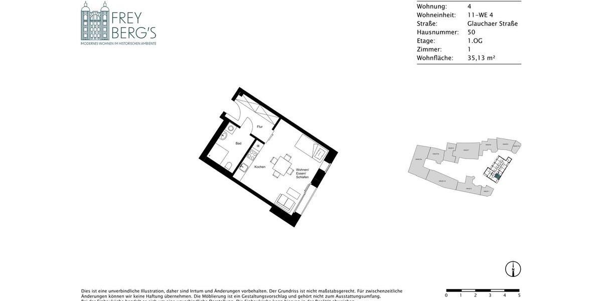 Etagenwohnung Halle (Saale) Damaschkestraße - 1 Zimmer, 35 m&sup2;, 440&euro; | Angebot:26562981