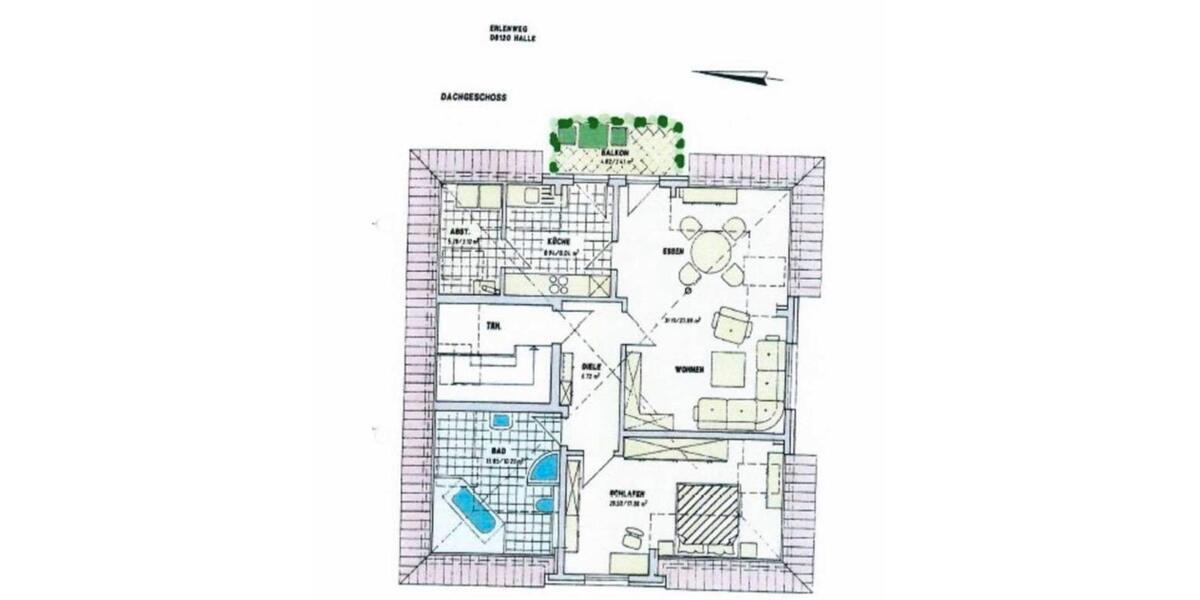 Dachgeschoßwohnung Halle (Saale) Dölau - 2 Zimmer, 76 m&sup2;, 730&euro; | Angebot:27627979