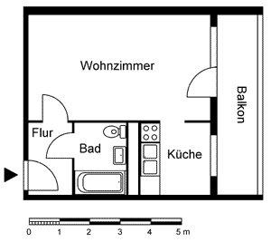 Erdgeschoßwohnung Halle (Saale) Nietleben - 1 Zimmer, 36 m&sup2;, 205&euro; | Angebot:25977967