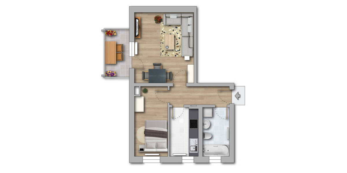 Etagenwohnung Merseburg Kötzschen - 2 Zimmer, 44 m&sup2;, 311&euro; | Angebot:26797072