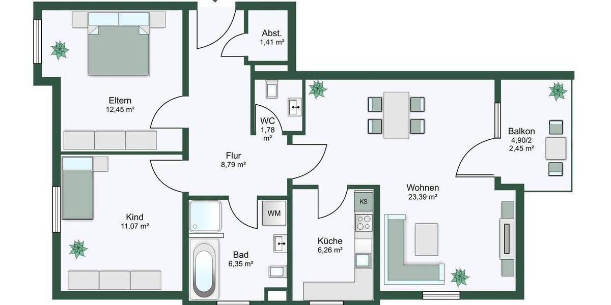 Etagenwohnung Delitzsch - 3 Zimmer, 74 m&sup2;, 117.000&euro; | Angebot:26307187