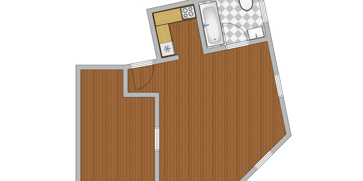 Etagenwohnung Halle (Saale) Innenstadt - 2 Zimmer, 44 m&sup2;, 340&euro; | Angebot:26247595