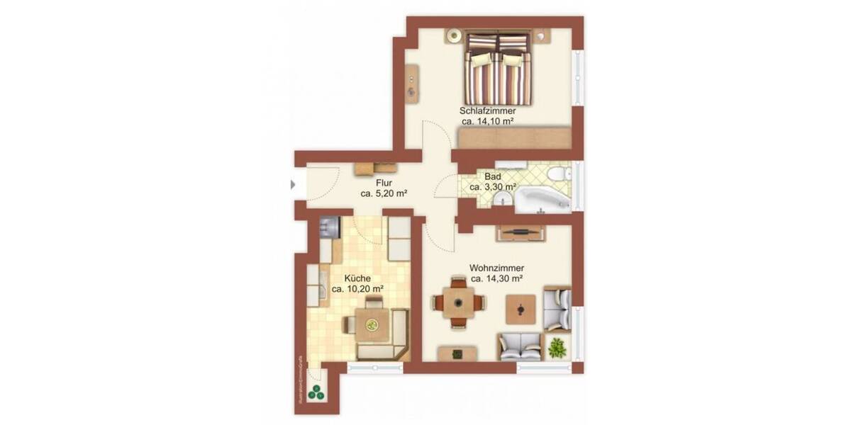 Etagenwohnung Halle Damaschkestraße - 2 Zimmer, 50 m&sup2;, 390&euro; | Angebot:26257235