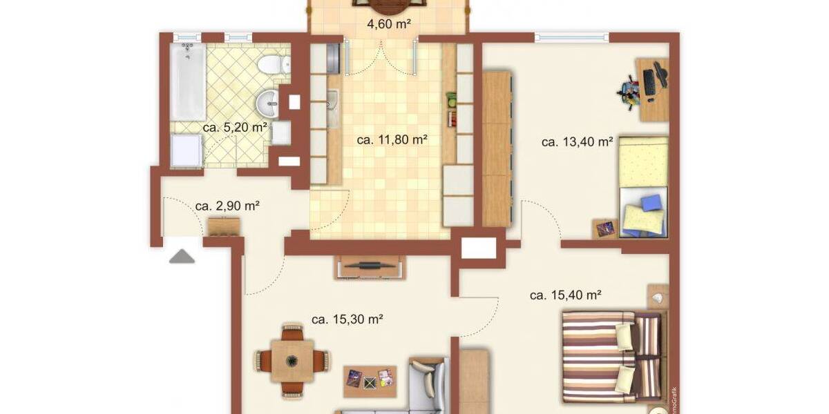 Etagenwohnung Bad Dürrenberg - 3 Zimmer, 64 m&sup2;, 410&euro; | Angebot:26840707