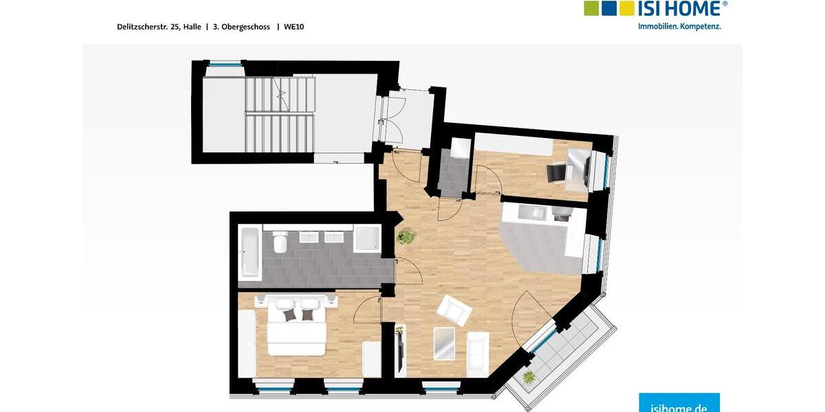 Etagenwohnung Halle (Saale) Büschdorf - 2.5 Zimmer, 63 m&sup2;, 696&euro; | Angebot:26138126