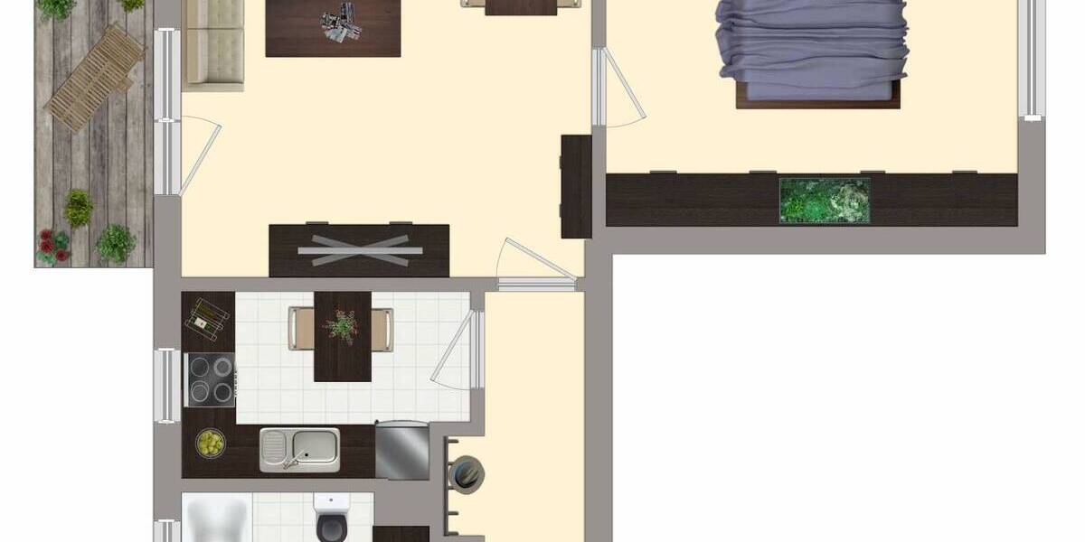 Etagenwohnung Merseburg Kötzschen - 2 Zimmer, 48 m&sup2;, 313&euro; | Angebot:26190127