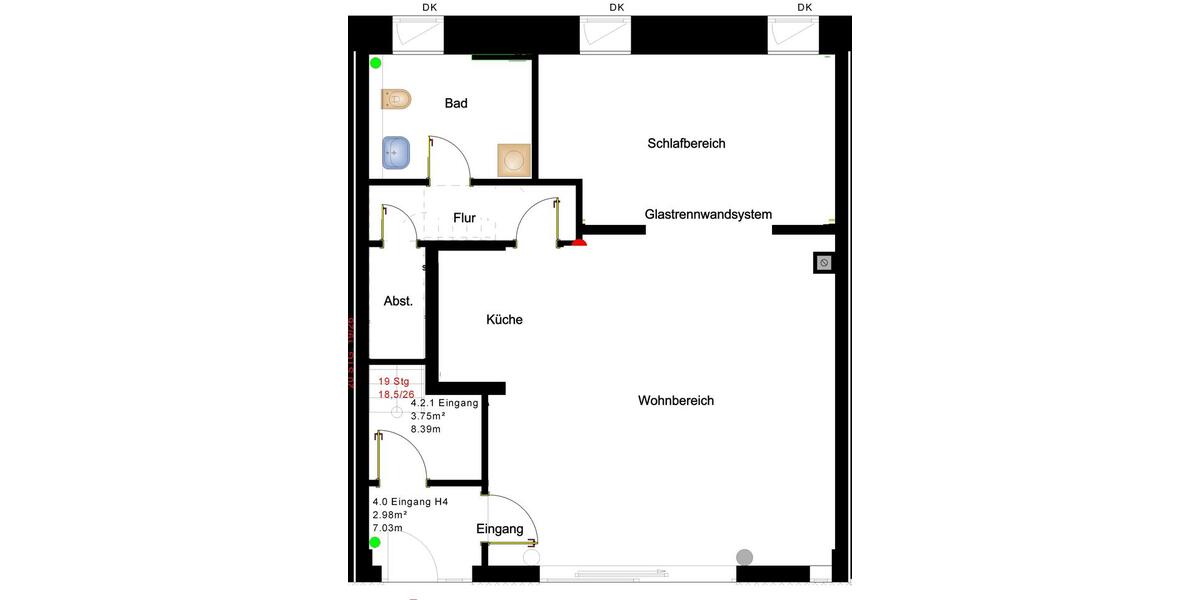 Erdgeschoßwohnung Halle (Saale) Dölau - 2 Zimmer, 73 m&sup2;, 890&euro; | Angebot:23407763