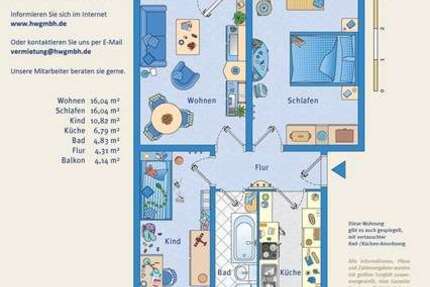 Wohnung Halle Südstadt - 3 Zimmer, 61 m&sup2;, 379&euro; | Angebot:25307453