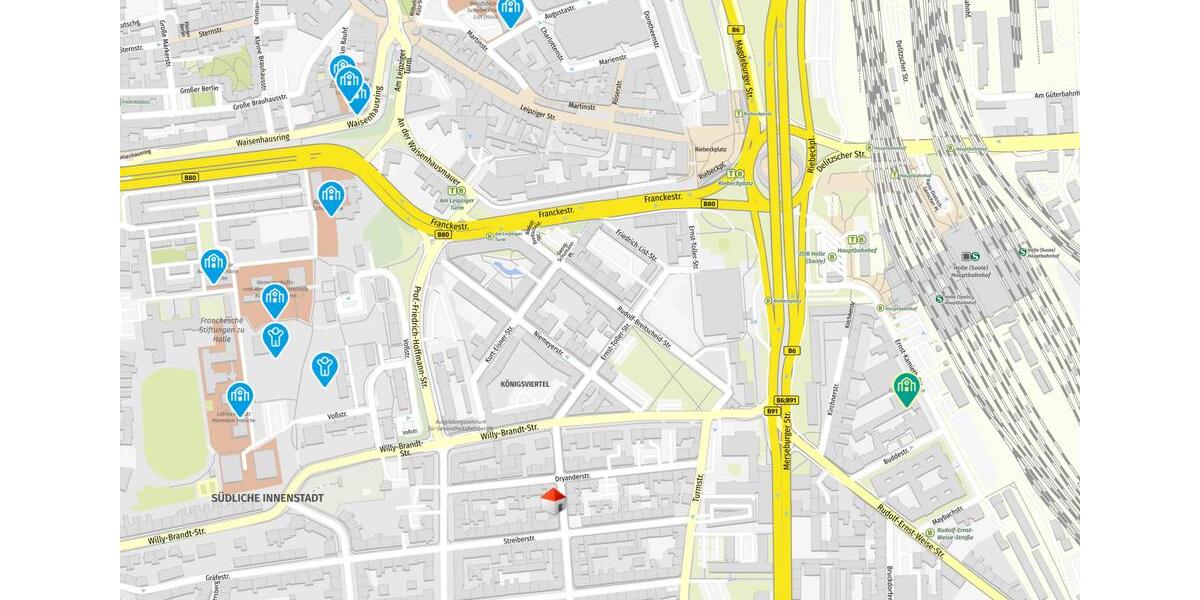 Erdgeschoßwohnung Halle (Saale) Damaschkestraße - 3 Zimmer, 94 m&sup2;, 895&euro; | Angebot:26095015