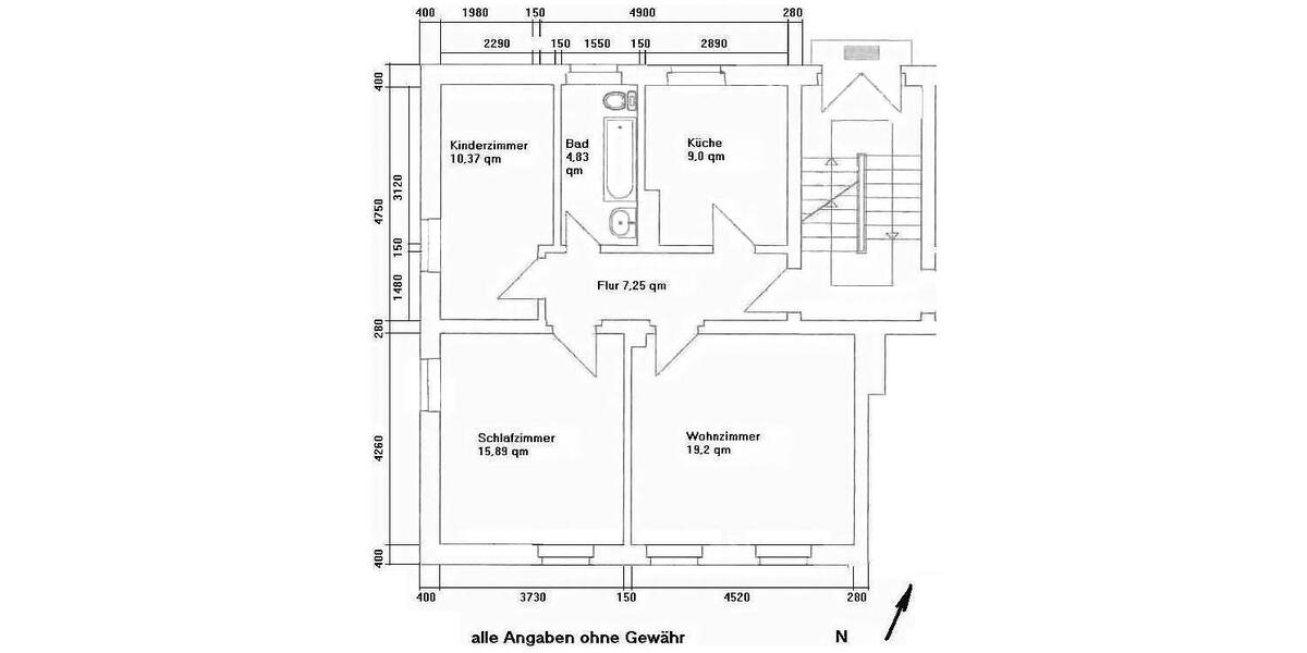 Etagenwohnung Braunsbedra - 3 Zimmer, 66 m&sup2;, 394&euro; | Angebot:25778861