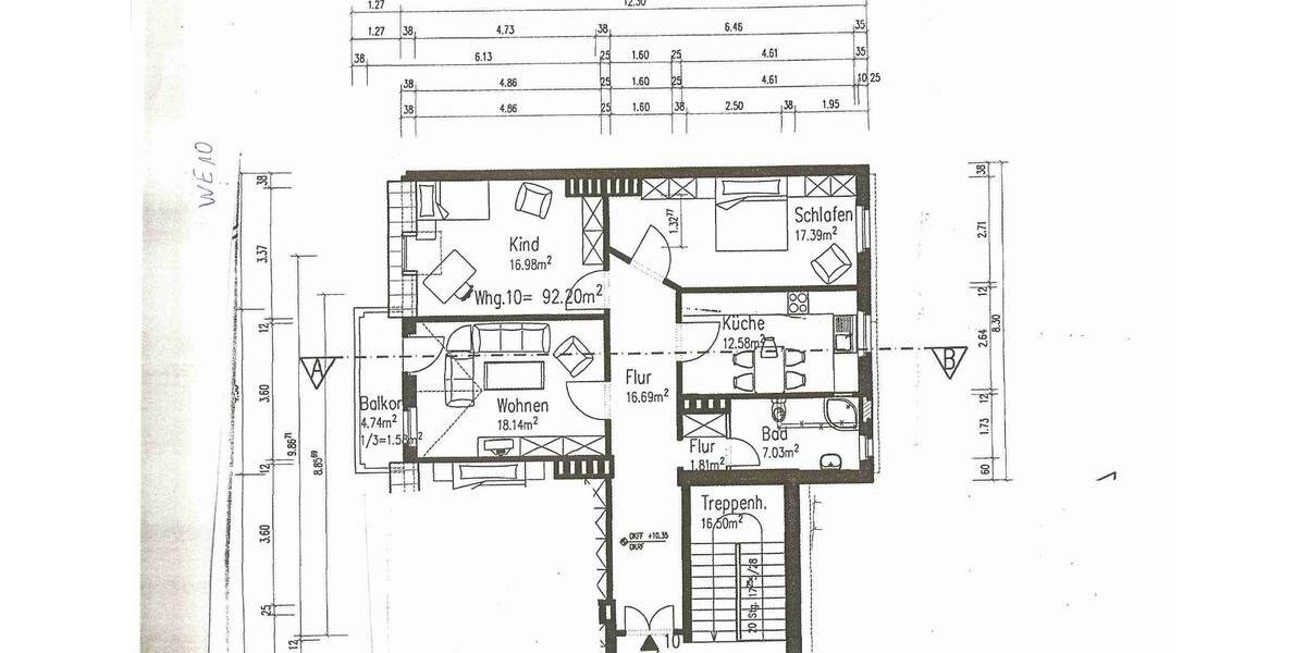 Etagenwohnung Halle (Saale) Damaschkestraße - 3 Zimmer, 92 m&sup2;, 795&euro; | Angebot:26394634