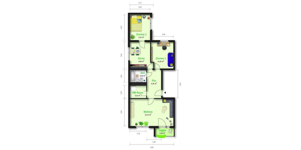 Etagenwohnung Halle (Saale) Halle-Neustadt - 4 Zimmer, 66 m&sup2;, 494&euro; | Angebot:23509788
