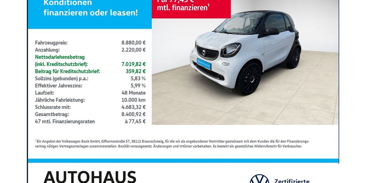 Smart ForTwo 53.859 km 8.880 &euro; Bitterfeld-Wolfen 06749