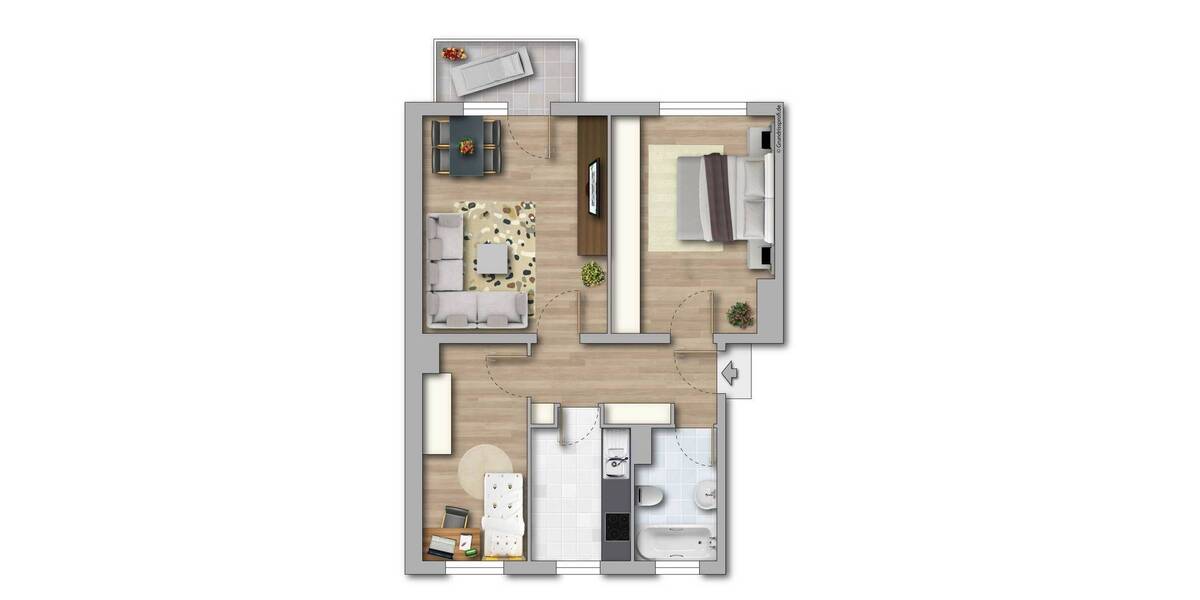 Etagenwohnung Merseburg Kötzschen - 3 Zimmer, 57 m&sup2;, 371&euro; | Angebot:26919907