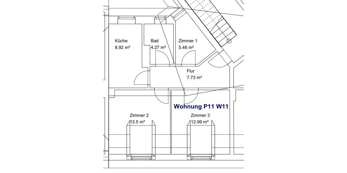 Dachgeschoßwohnung Merseburg - 3 Zimmer, 59 m&sup2;, 400&euro; | Angebot:26522409