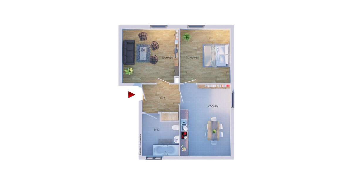 Etagenwohnung Markranstädt OT Kulkwitz Kulkwitz - 2 Zimmer, 48 m&sup2;, 67.000&euro; | Angebot:26291493