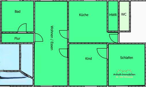 Erdgeschoßwohnung Bitterfeld-Wolfen Greppin - 3 Zimmer, 77 m&sup2;, 615&euro; | Angebot:25751600