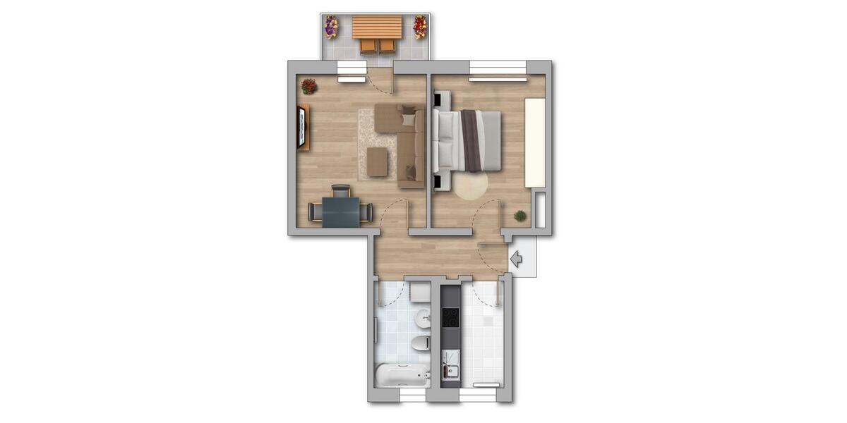 Erdgeschoßwohnung Merseburg - 2 Zimmer, 49 m&sup2;, 345&euro; | Angebot:26304901