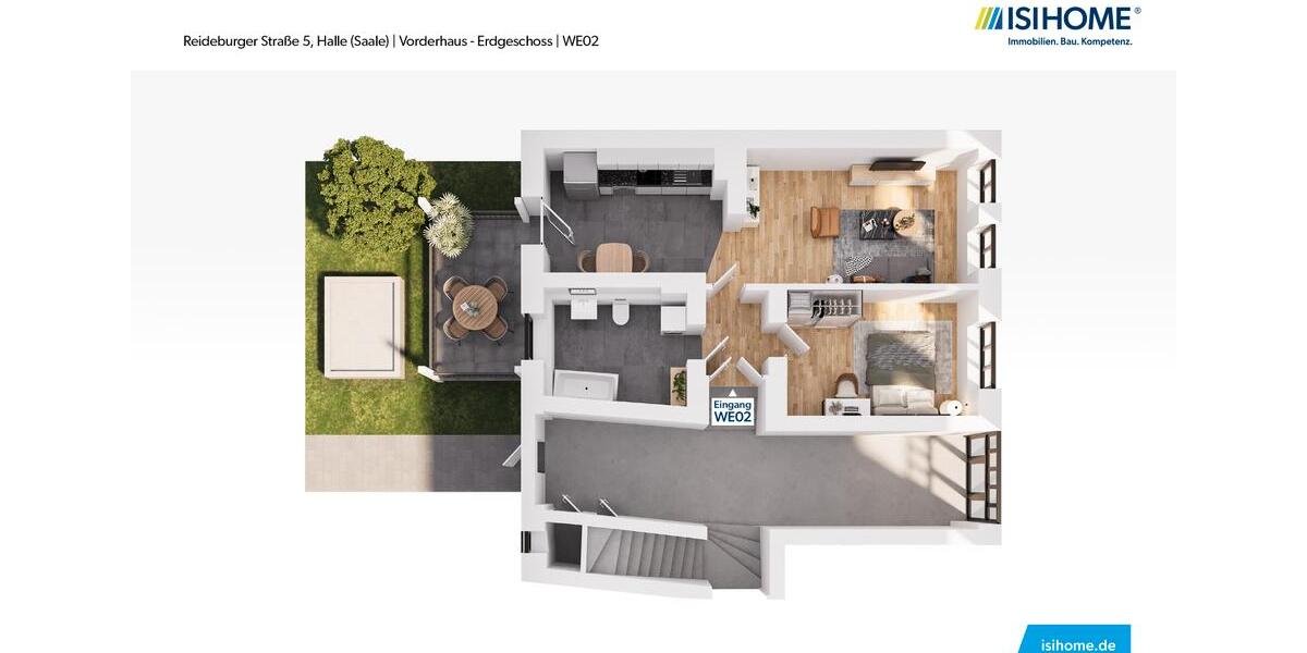 Erdgeschoßwohnung Halle (Saale) Büschdorf - 2 Zimmer, 59 m&sup2;, 588&euro; | Angebot:25887243