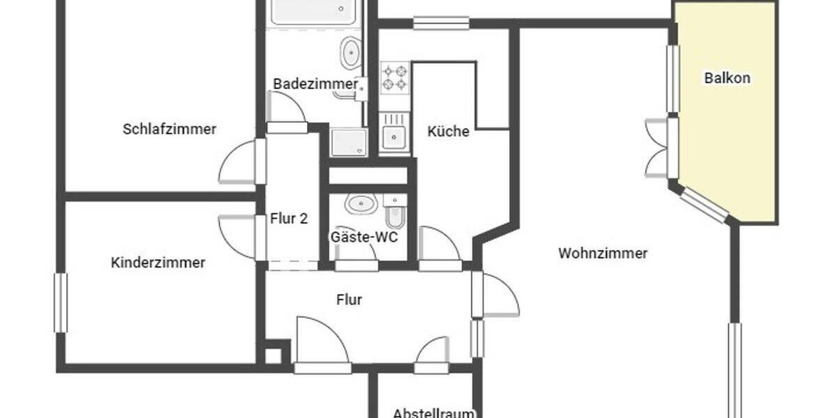 Etagenwohnung Halle (Saale) Seeben - 3 Zimmer, 80 m&sup2;, 180.000&euro; | Angebot:26779857