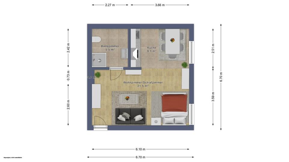 Erdgeschoßwohnung Halle (Saale) Am Wasserturm/Thaerviertel - 1 Zimmer, 30 m&sup2;, 400&euro; | Angebot:25442019