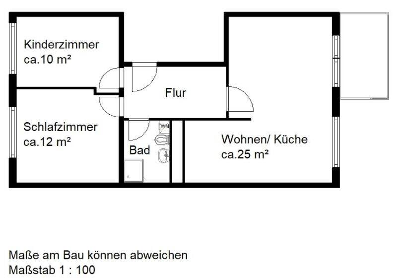 Etagenwohnung Halle (Saale) Südstadt - 3 Zimmer, 58 m&sup2;, 419&euro; | Angebot:26205448