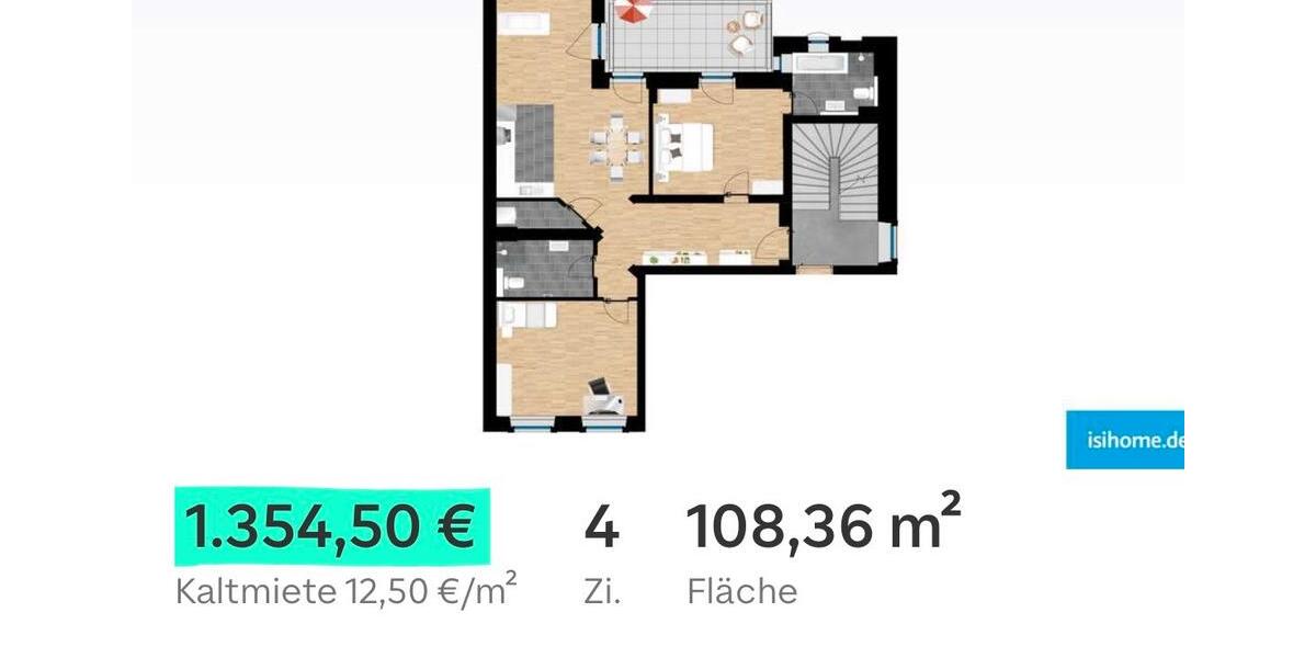 Etagenwohnung Halle (Saale) Büschdorf - 4 Zimmer, 108 m&sup2;, 1.625&euro; | Angebot:25171479