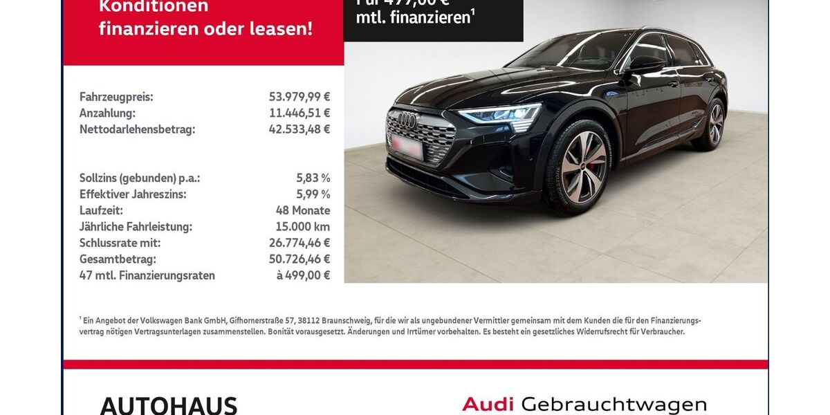 Audi Q8 e-tron 9.700 km 53.979 &euro; Bitterfeld-Wolfen 06749
