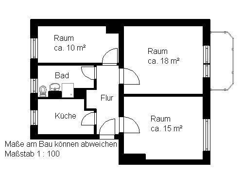 Etagenwohnung Halle (Saale) Südstadt - 3 Zimmer, 58 m&sup2;, 420&euro; | Angebot:26841971