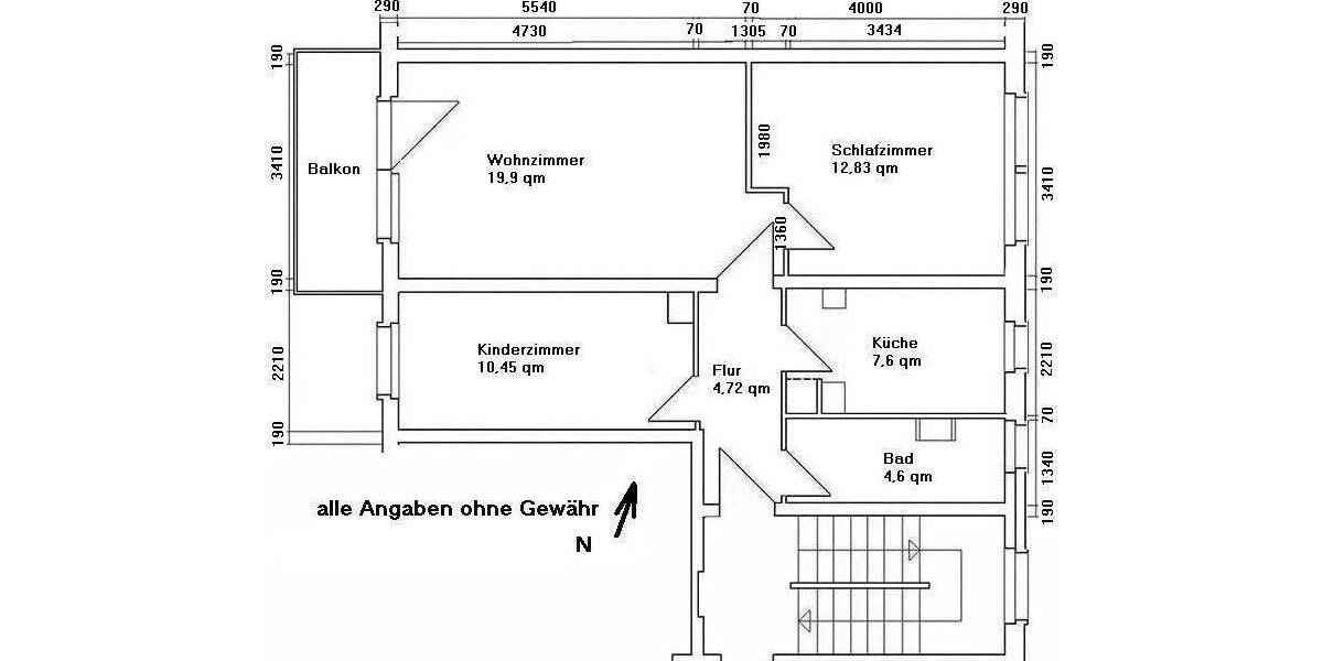 Etagenwohnung Braunsbedra - 3 Zimmer, 61 m&sup2;, 337&euro; | Angebot:25768907
