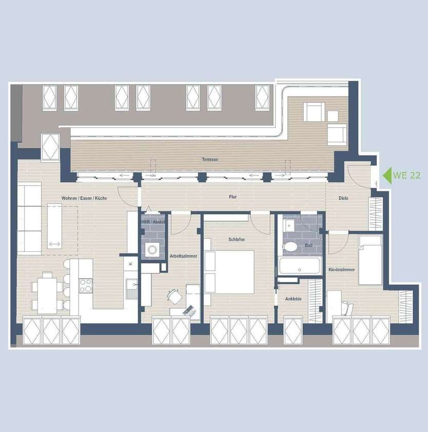 *ERSTBEZUG* Spektakuläre Penthouse -Wohnung mit 3,5 Zimmern + ca. 18m² Terrasse in Schleußig