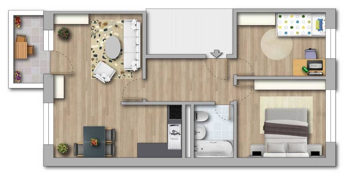 Etagenwohnung Halle (Saale) Südliche Neustadt - 3 Zimmer, 56 m&sup2;, 332&euro; | Angebot:26919904