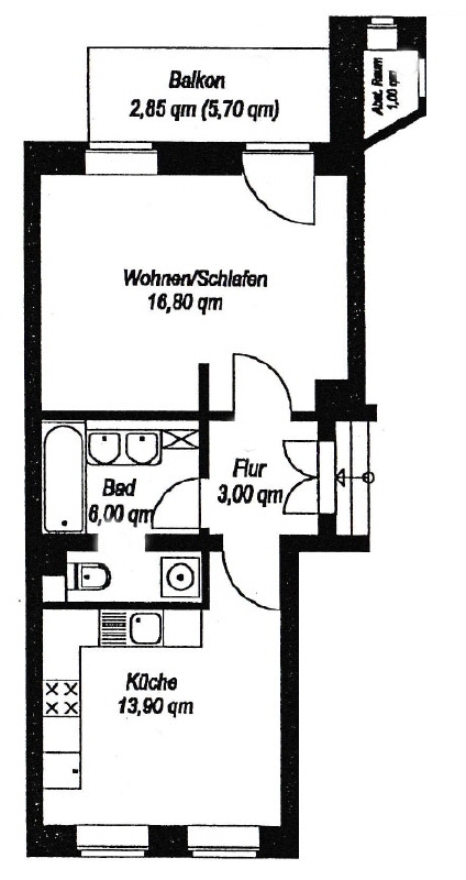 CONNEWITZ + 1 RAUM Wohnung ZUM KAUF + ERDGESCHOSS + BALKON + PARKETT