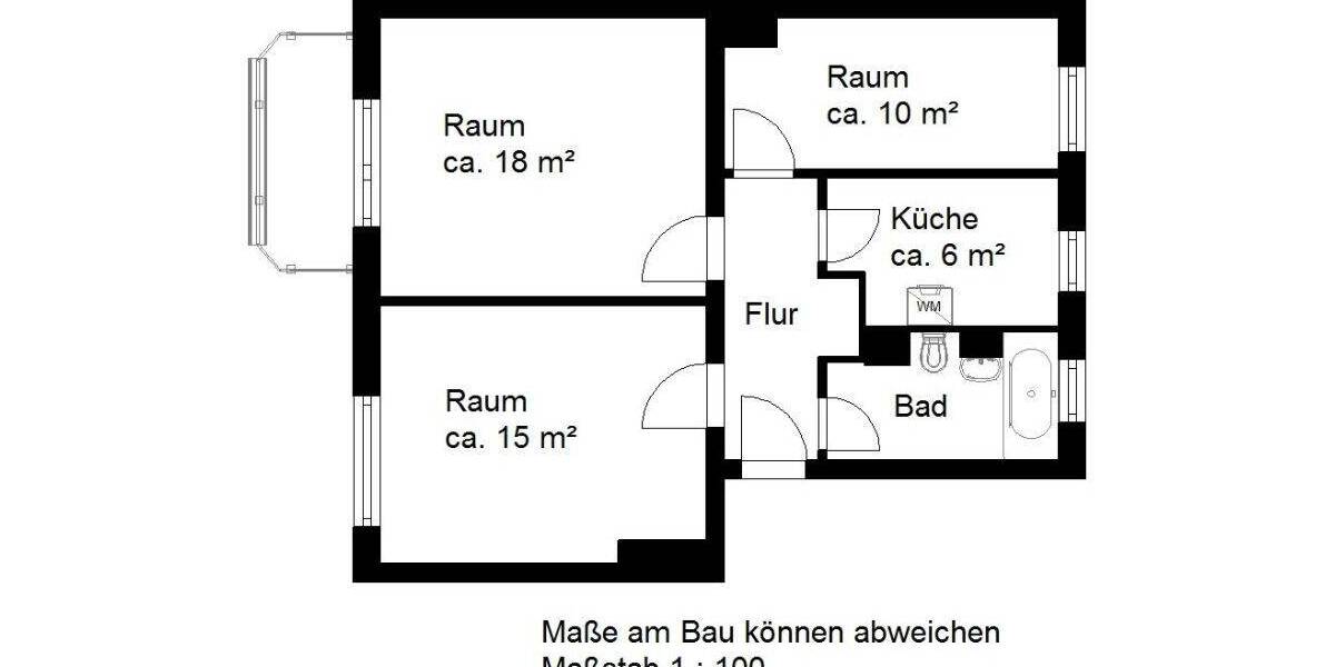 Etagenwohnung Halle (Saale) Landrain - 3 Zimmer, 58 m&sup2;, 547&euro; | Angebot:26929871