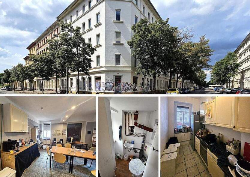 Gewerbefläche im san. Altbau mit EBK, gr. Schaufensterfront, Außenjalousien, WC, Keller