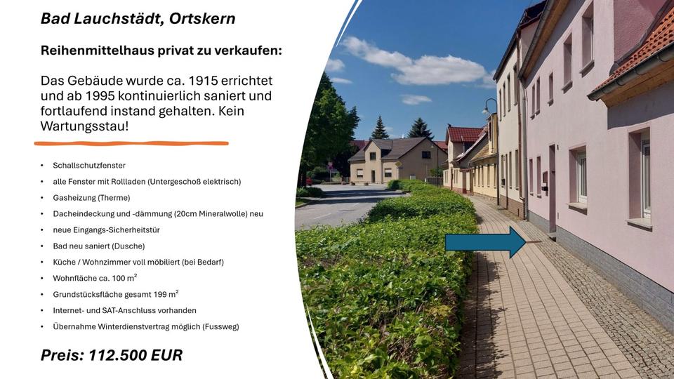 Reihenhaus Bad Lauchstädt - 5 Zimmer, 100 m&sup2;, 112.500&euro; | Angebot:24361277