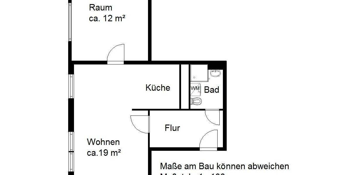 Etagenwohnung Halle (Saale) Innenstadt - 2 Zimmer, 47 m&sup2;, 356&euro; | Angebot:26834216